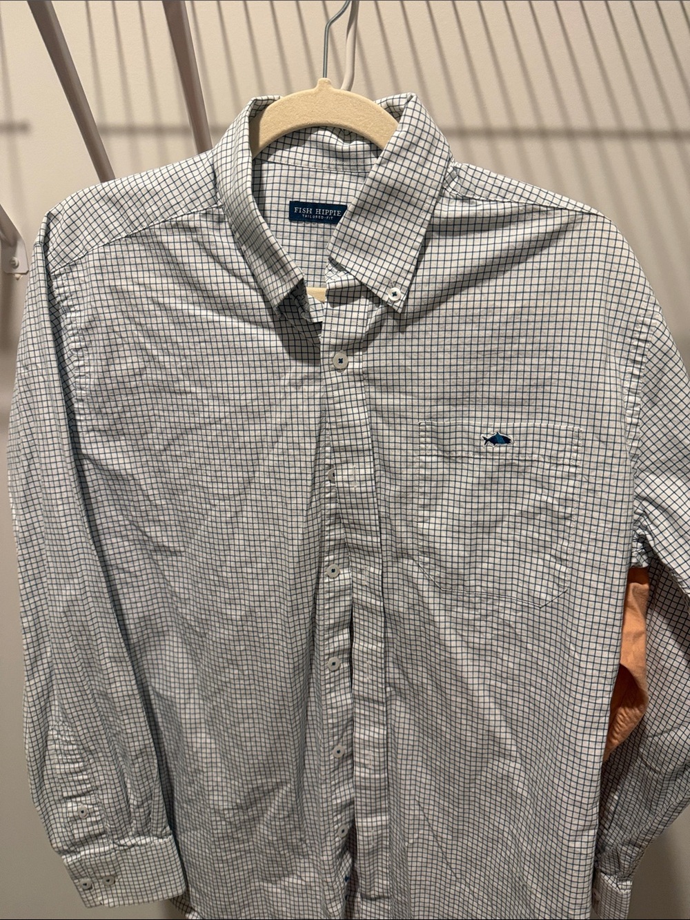 Fish Hippie Men's White & Navy Micro-Check Button-Down Shirt